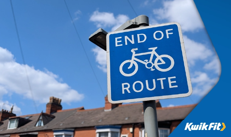 End of cycle route sign